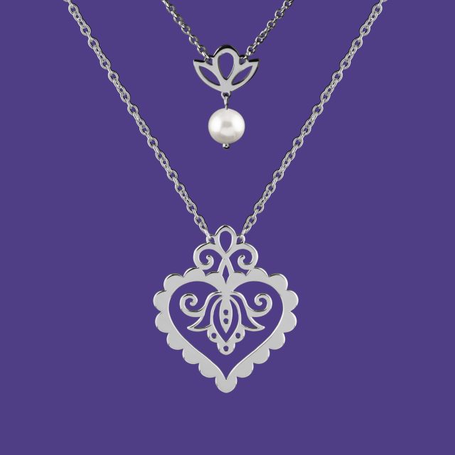 Two-row necklace cifer heart