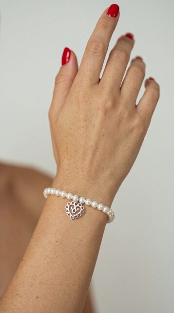 Bracelet Heart MINI – chain – pearls