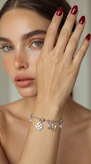 Bracelet Abeceda – chain + crystal – snowflake