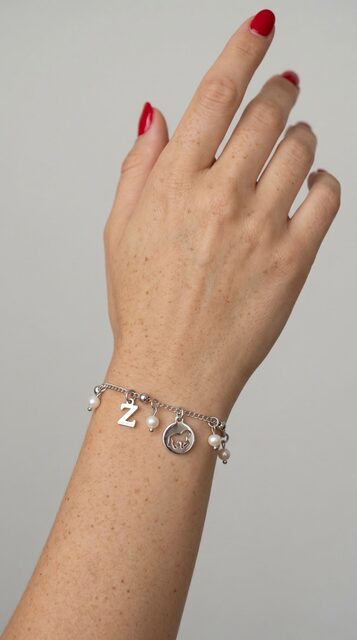 Bracelet Abeceda – chain + freshwater pearls – horse
