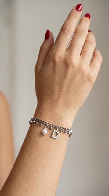 Bracelet Abeceda – chain + pearl 2