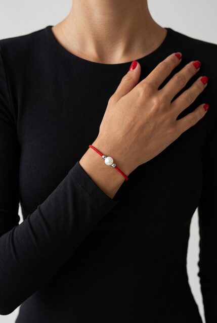 Bracelet – 1 pearl – red cord