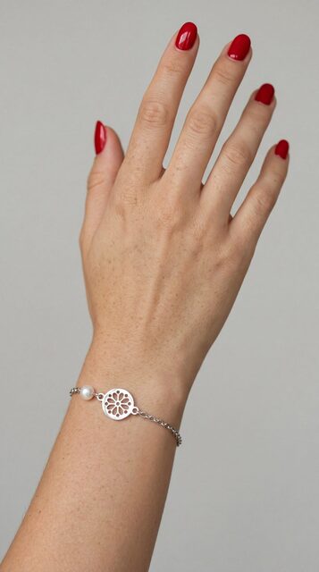 Bracelet Lace Daisy MINI – chain + pearl