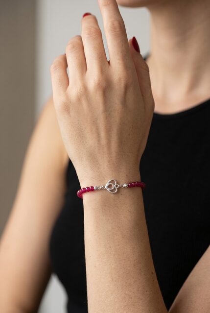 Bracelet Heart Polomka 1 – ruby corundum