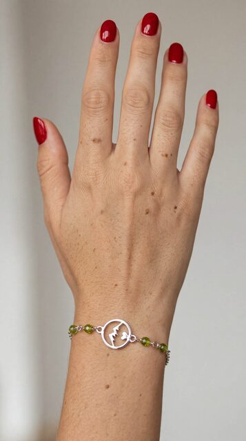 Bracelet Mountains Circle MINI 2 – chain + green zircon