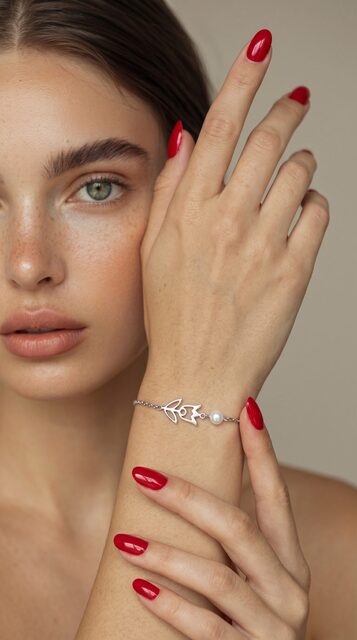 Bracelet Bell Polomka – chain + pearl