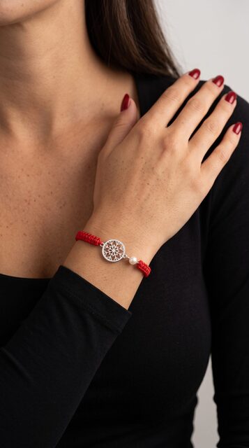Bracelet Snowflake Circle MINI 1 – cord + pearl