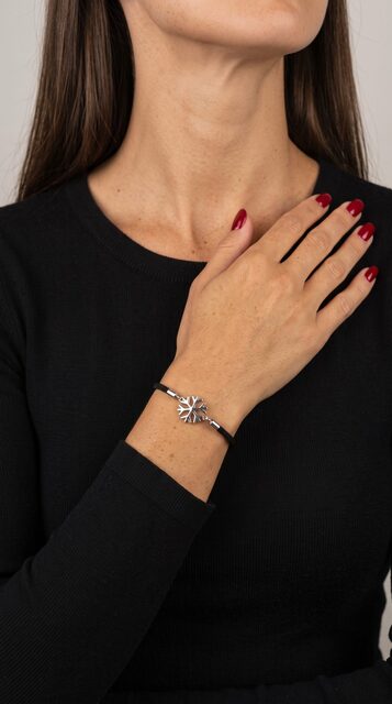 Bracelet Snowflake 1 – cord red / black