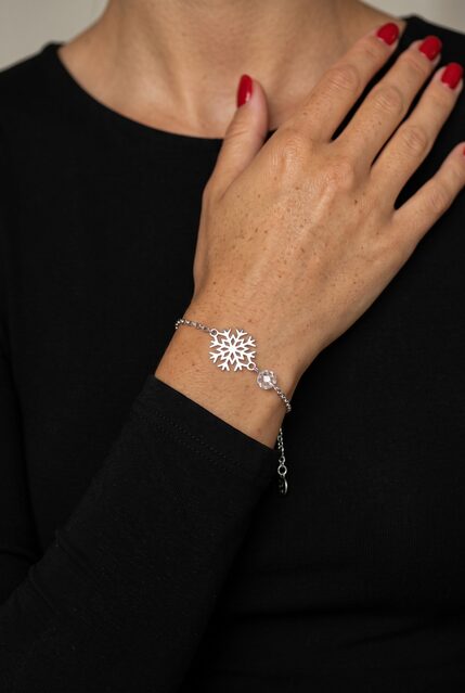 Bracelet snowflake 3 – chain + 1 crystal