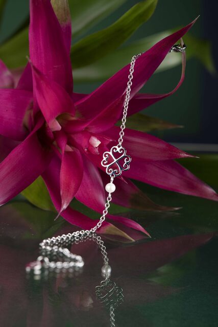 Bracelet four-leaf clover 2 – chain + pearl