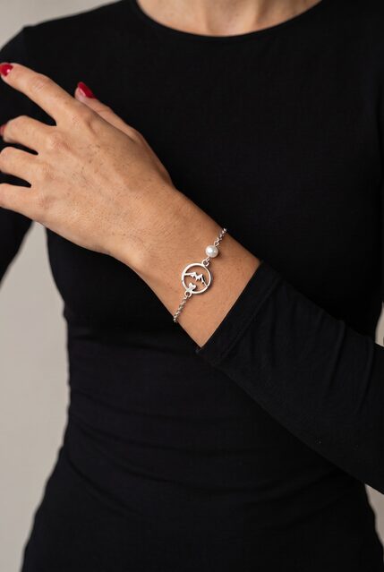Bracelet mountains circle 2 mini – chain + pearl