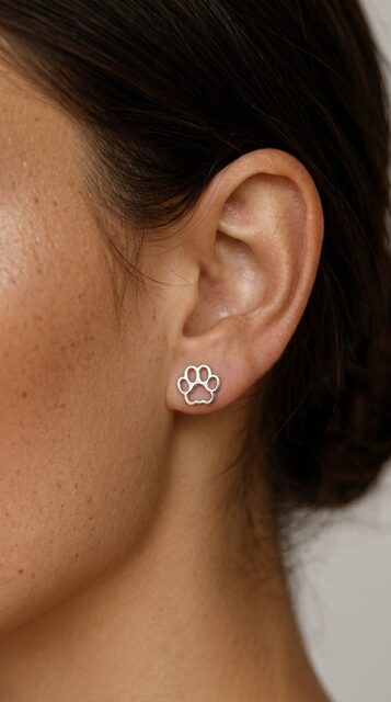 Stud earrings cat paw Izabela 2