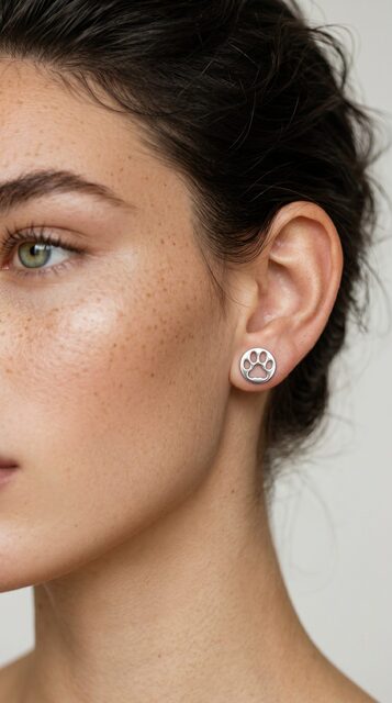 Stud earrings cat paw Izabela
