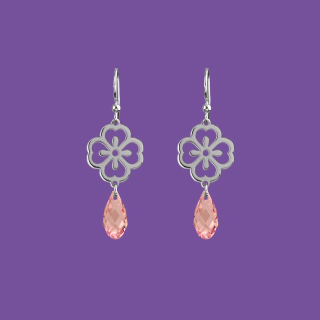 Earrings folk flower - forget-me-not - Swarovski