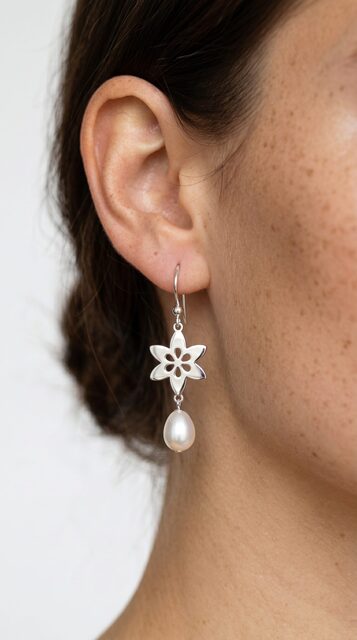 Earrings clematis 6 – pearl drops