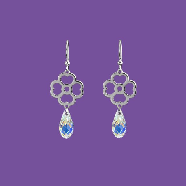 Earrings folk flower – clove pink - Swarovski