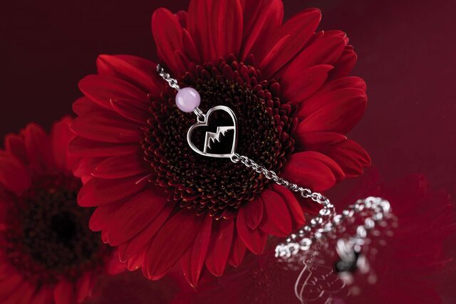 Bracelet mountains heart – chain + kunzite