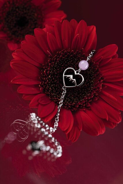 Bracelet mountains heart – chain + kunzite