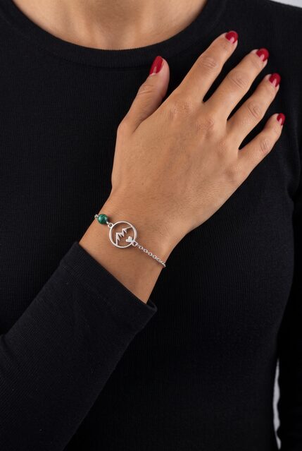 Bracelet mountains circle 2 – chain + malachite