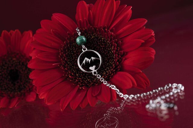 Bracelet mountains circle 2 – chain + malachite