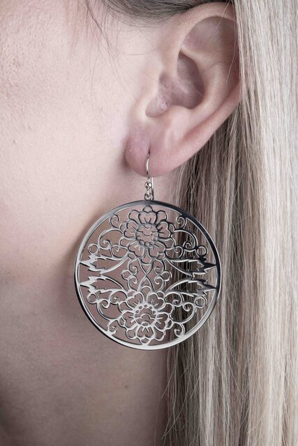 Náušnice modrotlač kvietok ornament 1 – kruh