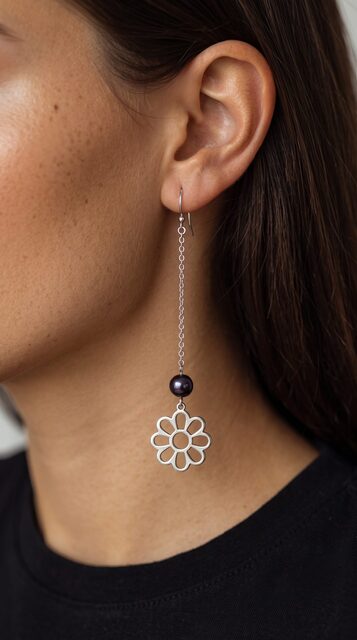 Earrings – Libay daisy + kunzite – long