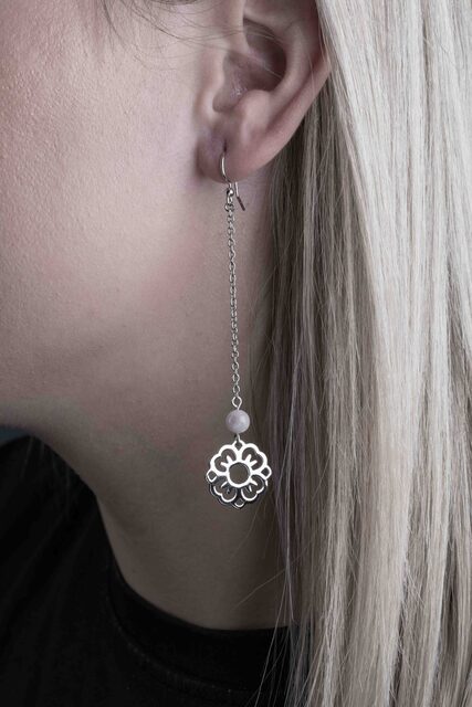 Earrings – blueprint forget-me-not + kunzite – long