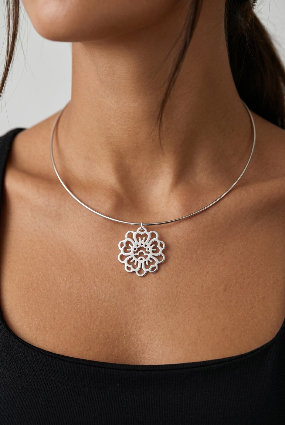 Hoop necklace blueprint flower