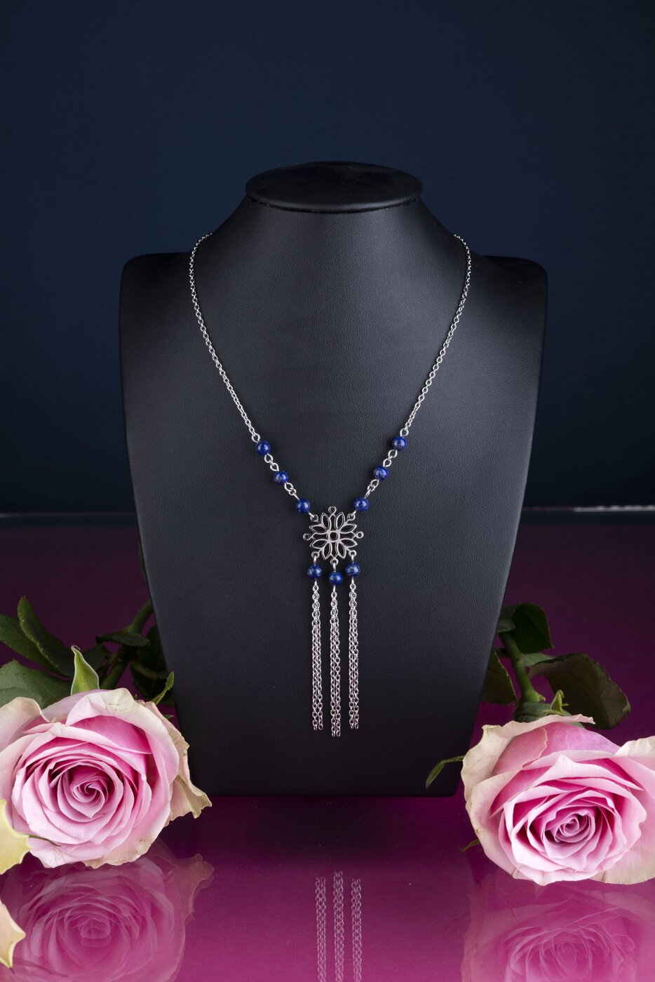 Necklace blueprint star 1 with lapis waterfall