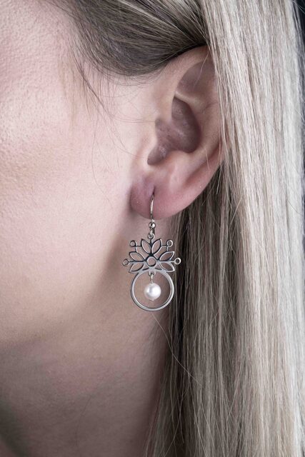 Earrings blueprint star circle + pearls
