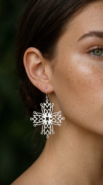Earrings blueprint bell ornament