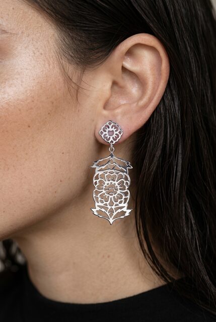 Earrings blueprint ornament flower oval 2
