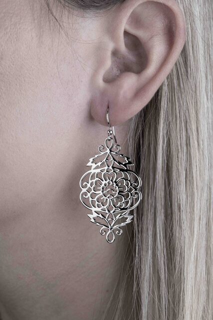 Náušnice modrotlač ornament kvietok ovál 1
