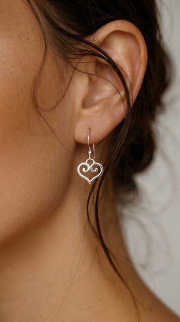 Earrings lace heart +hook