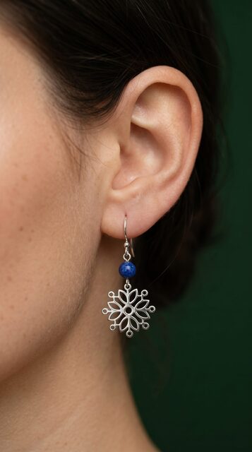 Earrings blueprint star 1 with lapis