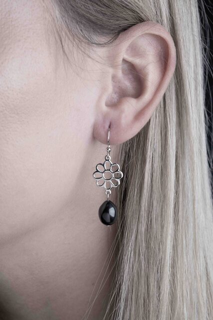 Earring Libay marguerite + tear pearl