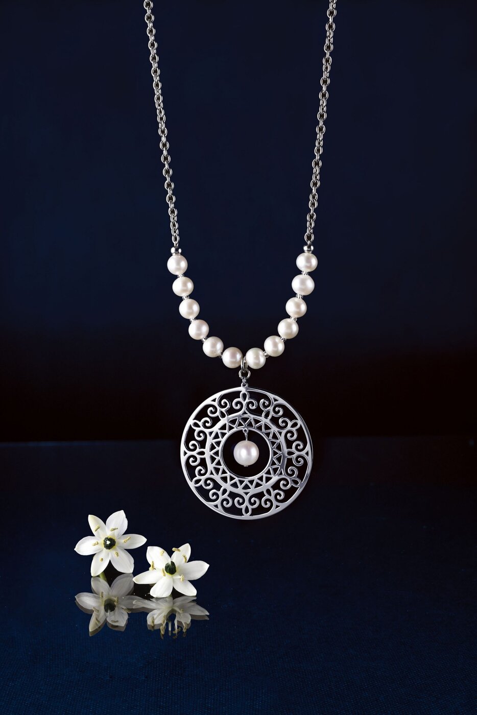 Pendant Libay circle +pearls