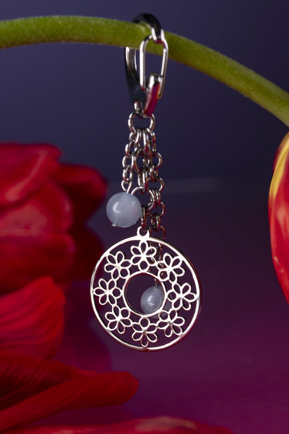 Key ring – ornament Ábelová + aquamarine