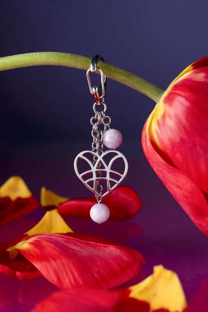Key ring – heart JUST FOR YOU + kunzite 2