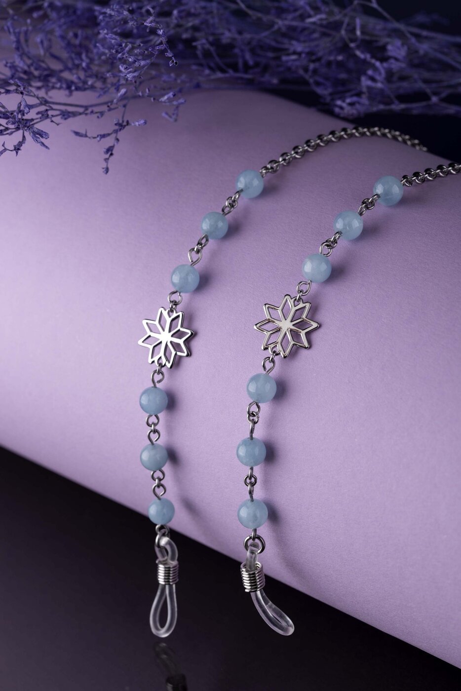 Glasses chain star Novohrad + aquamarine