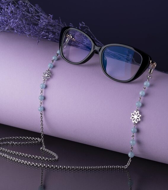 Glasses chain star Novohrad + aquamarine