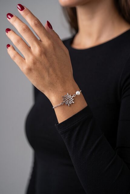 Bracelet edelweiss – chain + pearl