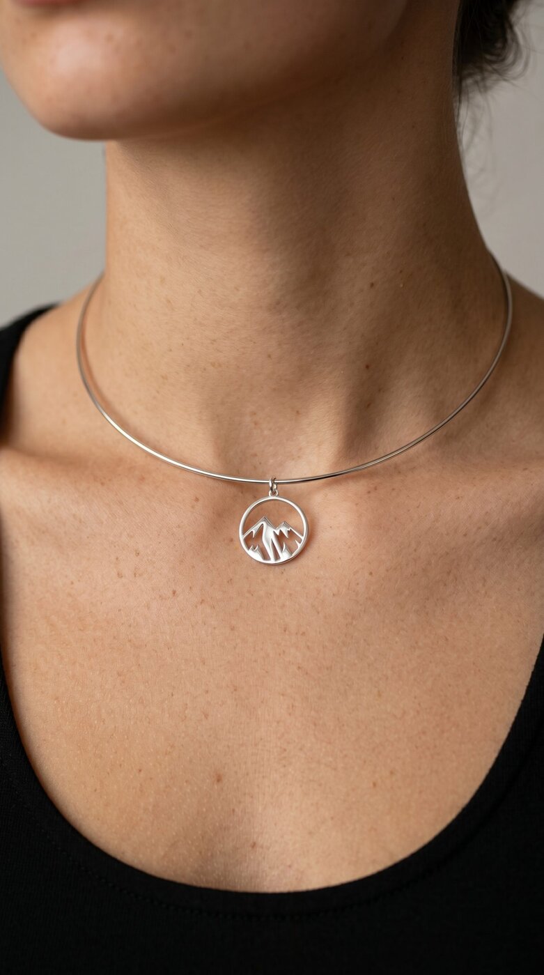 Hoop necklace circle – mountains
