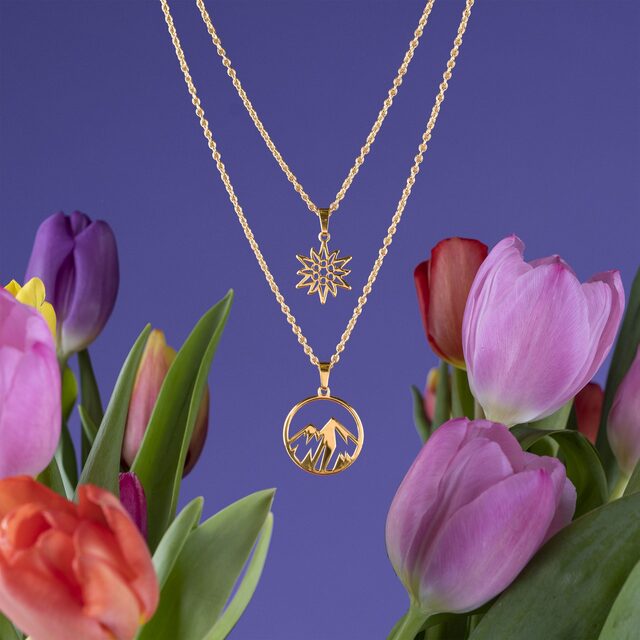 Two-row necklace – mountains circle 1