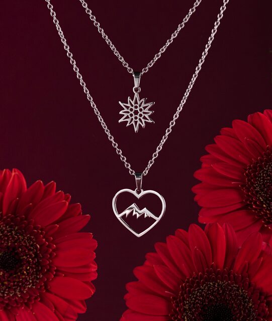 Two-row necklace – mountains heart