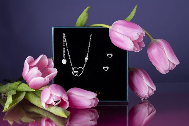Set – heart ornamentalistics necklace and earrings