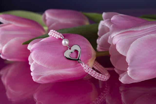 Bracelet – heart ornamentalistics – cord + pearl