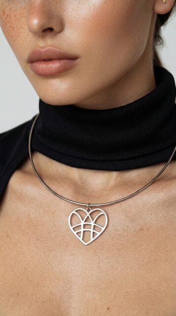 Hoop choker necklace heart – Just for you