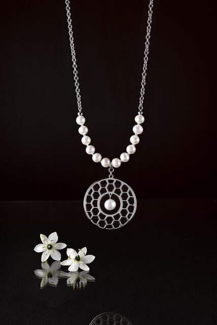 Pendant golf circle +pearls
