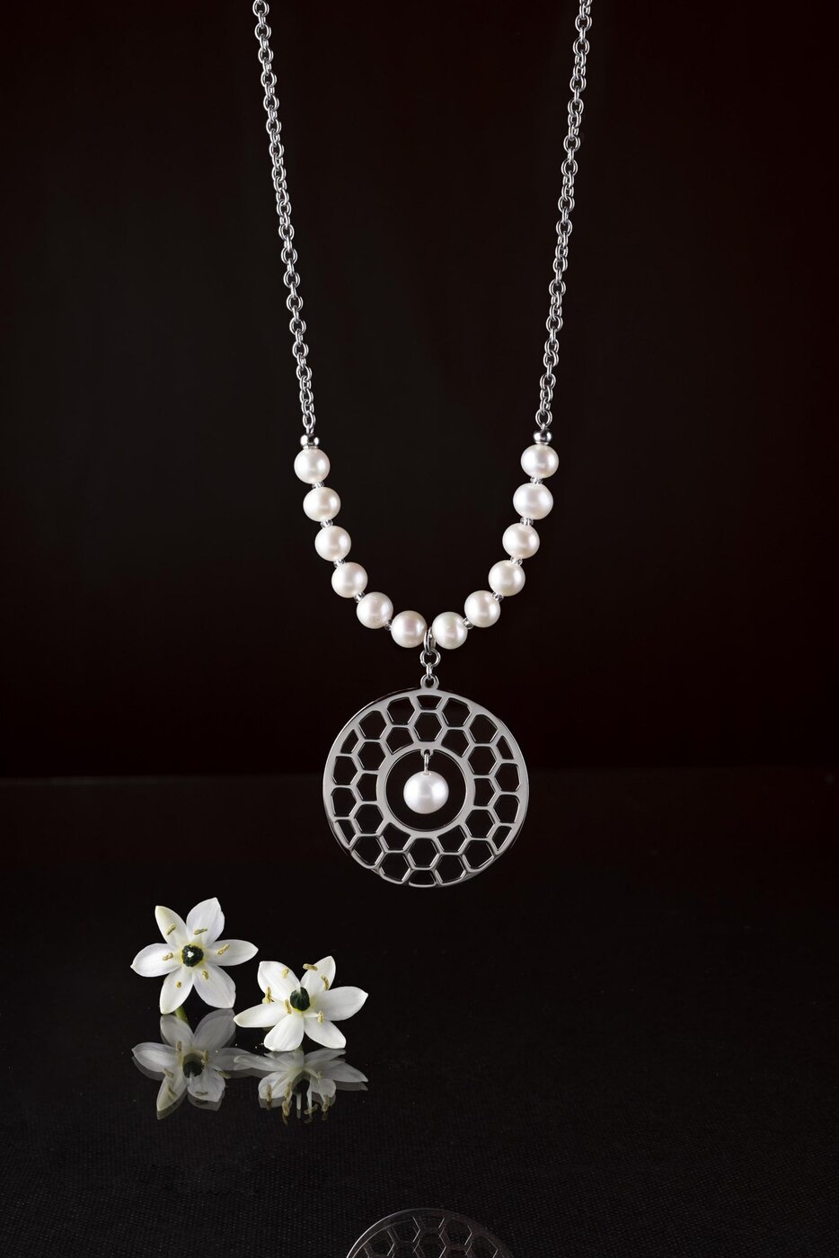 Pendant golf circle +pearls